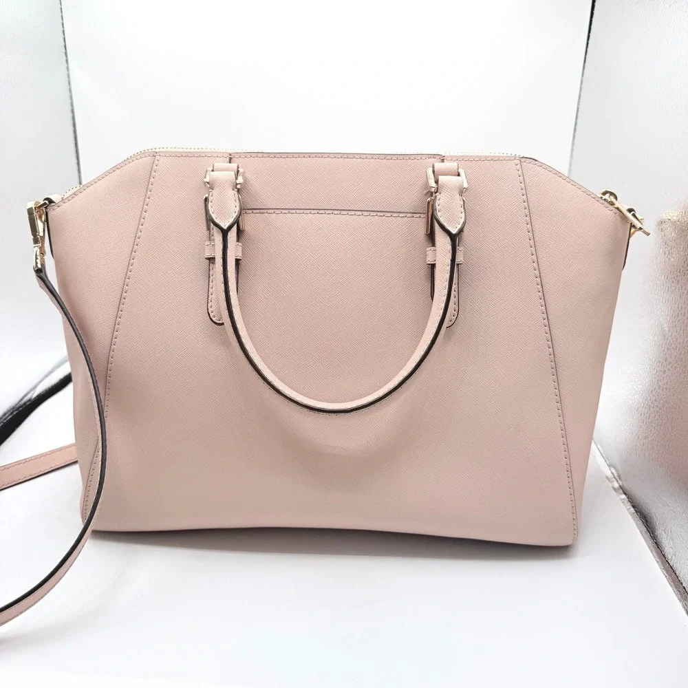 Michael Kors Ciara Satchel Womens Large Blush Pink Saffiano Leather Crossbody